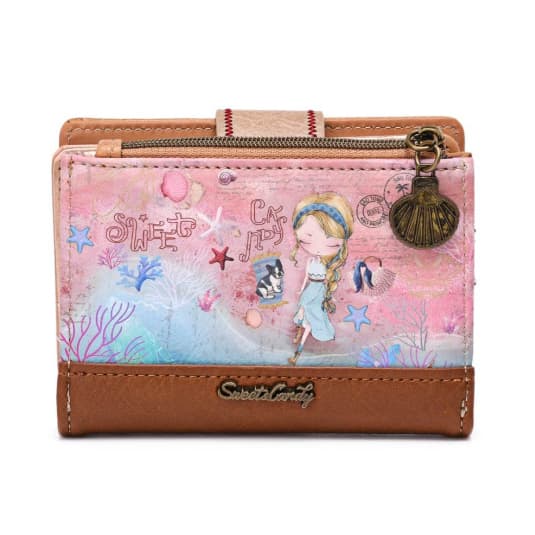 sweet & candy girl on the beach cartera tarjetero pequeño