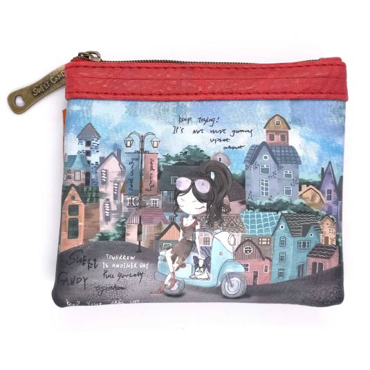 sweet & candy girl in vesta monedero mediano cremalleras