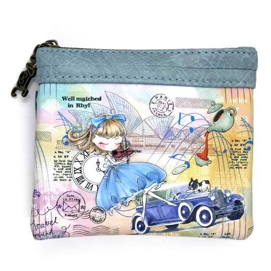 sweet & candy blue violinist girl monedero mediano cremalleras