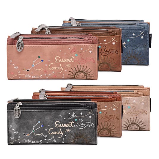 sweet candy cartera tarjetero bordada mediana surtida
