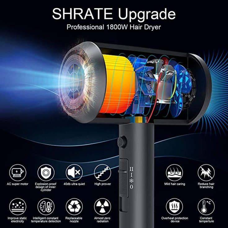 shrate secador de pelo ionico 1500-1800w