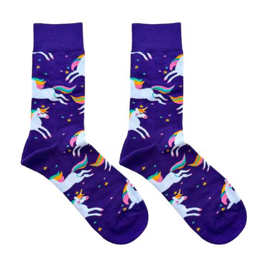 happy feet calcetines divertidos violetas unicornio