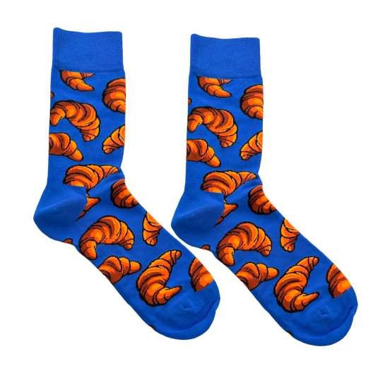 happy feet calcetines divertidos azul croissant
