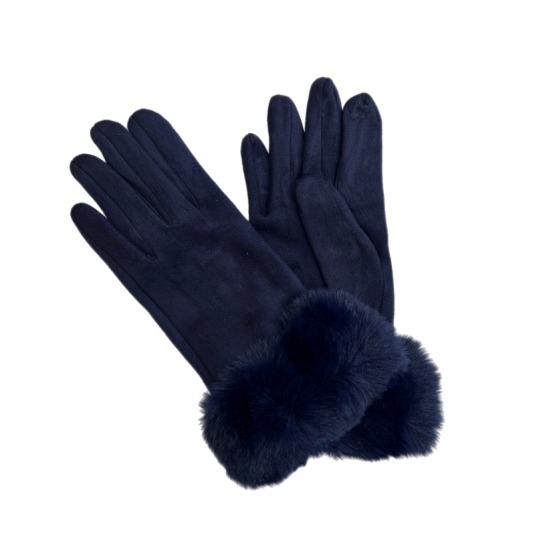 guantes mujer tipo ante pelo sintetico color azul marino