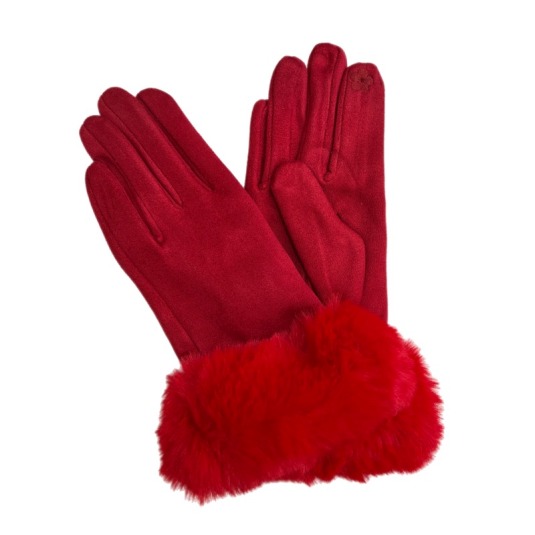guantes mujer tipo ante pelo sintetico color rojo