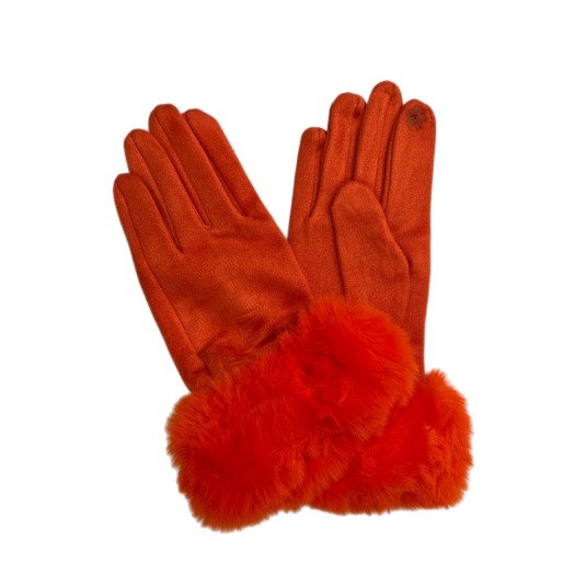 guantes mujer tipo ante pelo sintetico color naranja