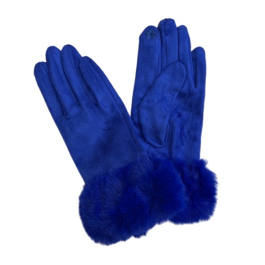 guantes mujer tipo ante pelo sintetico color azul