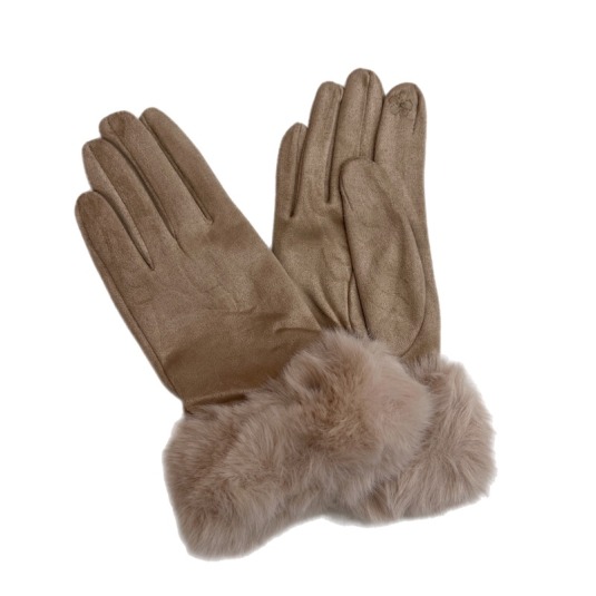 guantes mujer tipo ante pelo sintetico color marfil
