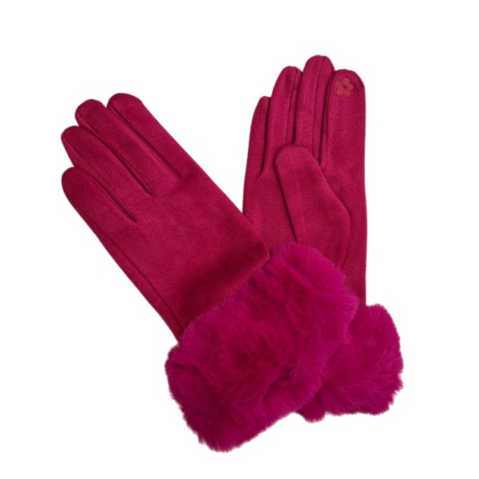 guantes mujer tipo ante pelo sintetico color fucsia