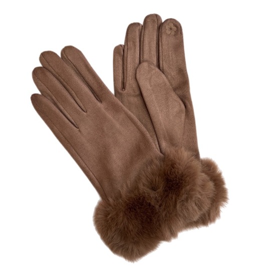 guantes mujer tipo ante pelo sintetico color topo