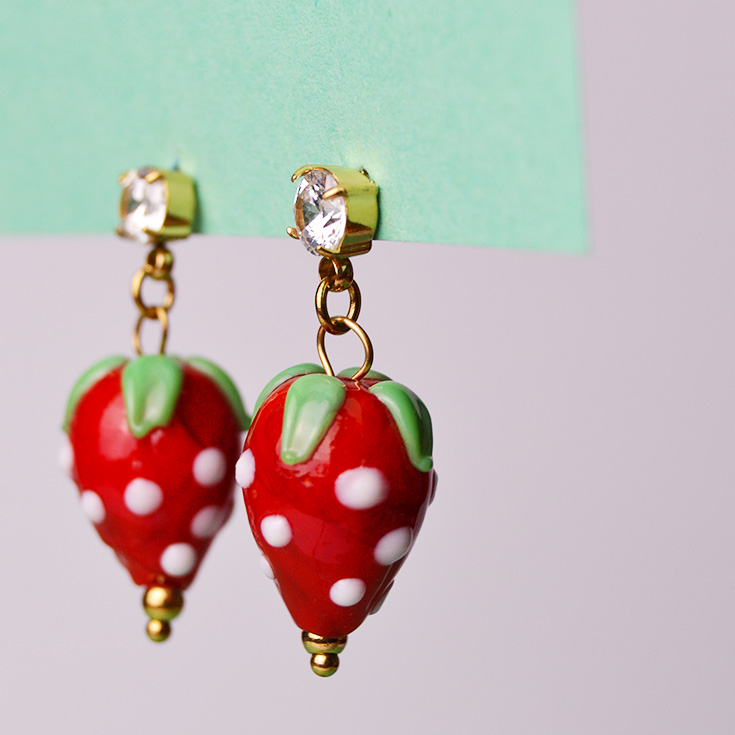 pendientes colgantes de fresa