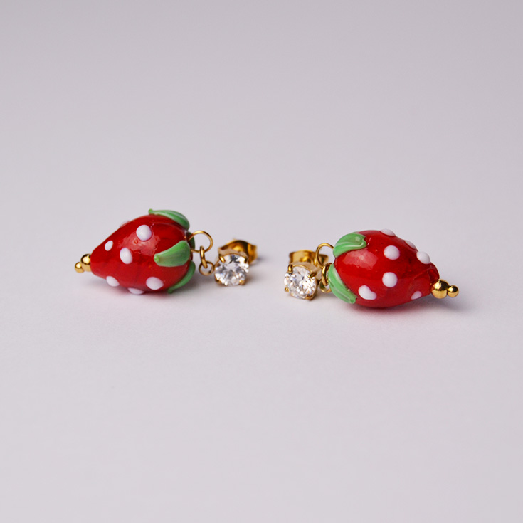 pendientes colgantes de fresa