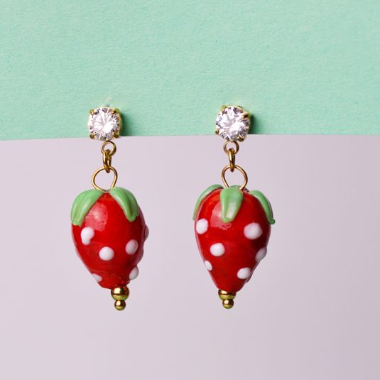pendientes colgantes de fresa