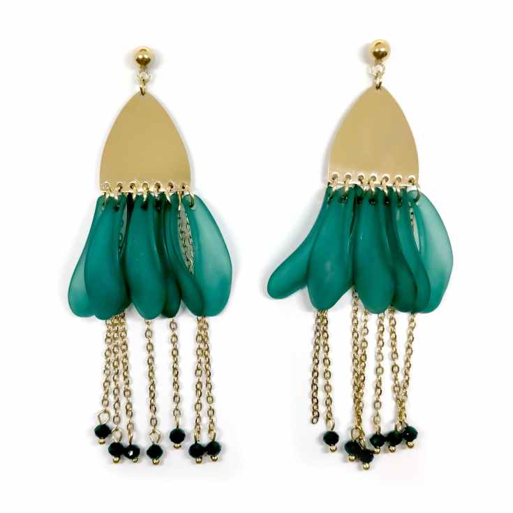 pendientes fantasia largos petalos verde aguamarina pendientes fantasia largos petalos verde aguamarina