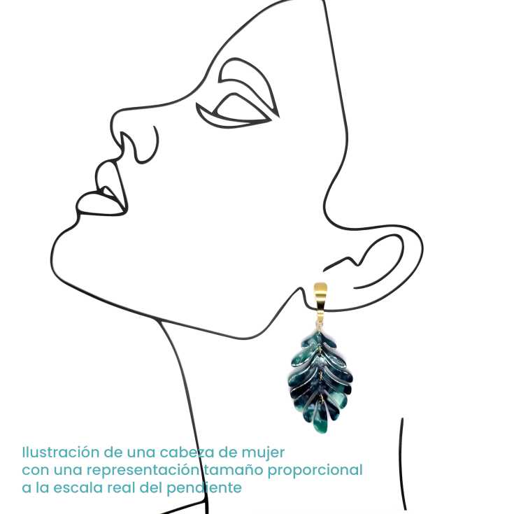 pendientes largos hojas verdes azul nacarados