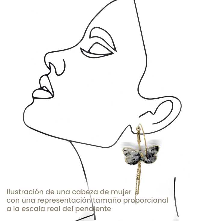 pendientes aro medio dorado con mariposa negra