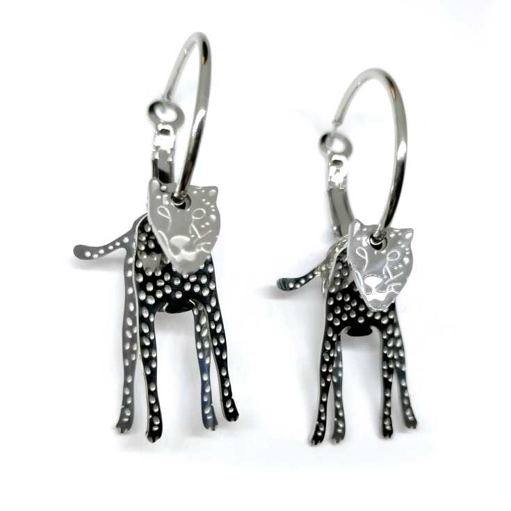 pendiente con forma leopardo 3d plateado pendiente con forma leopardo 3d plateado