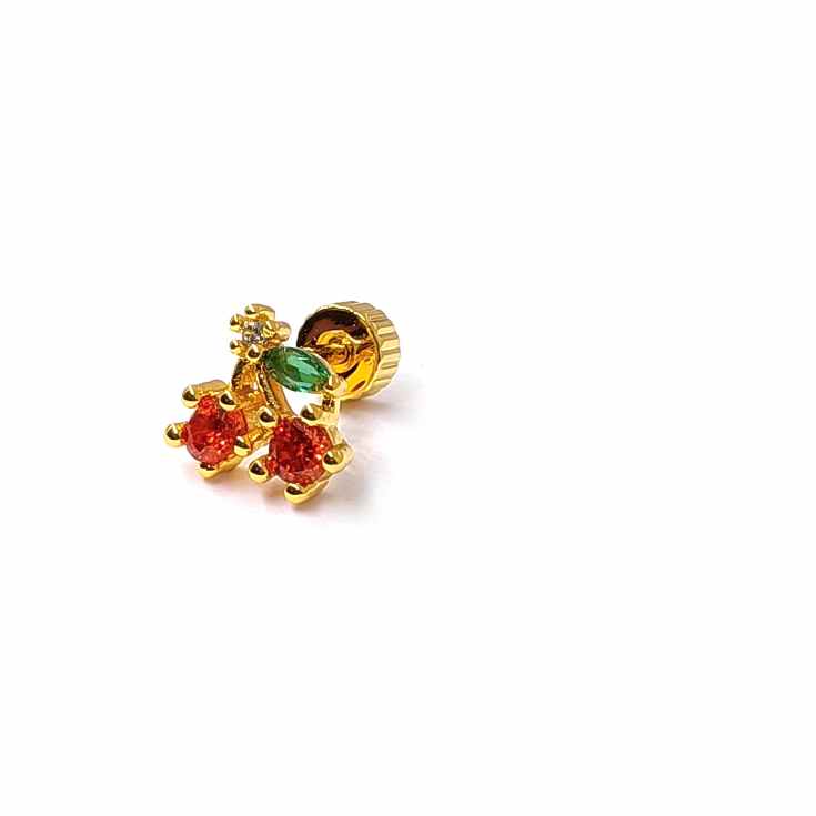 cascabela piercing dorado cherry circonitas colores