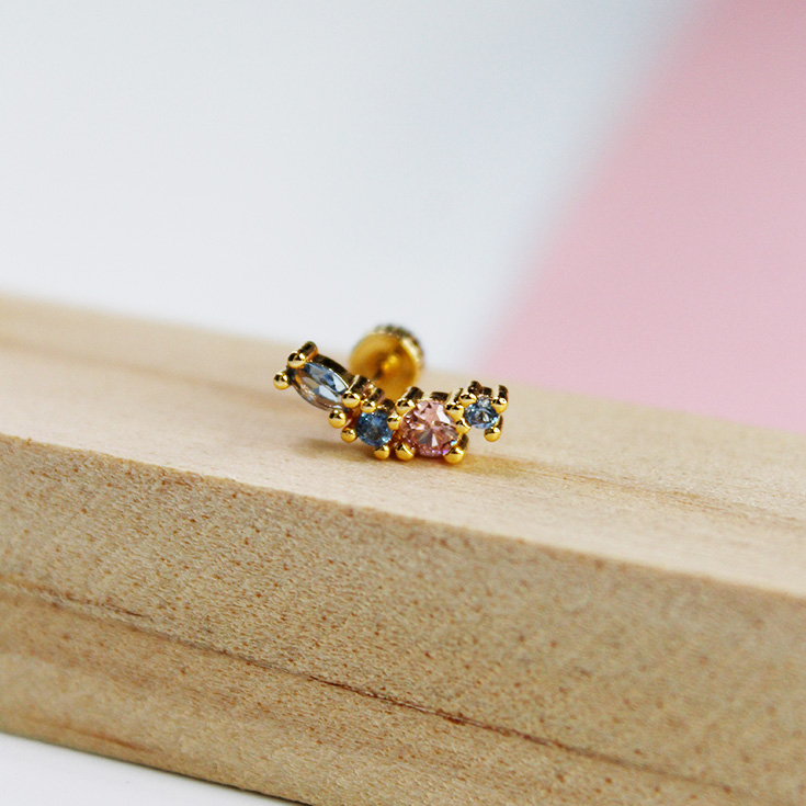 piercing dorado con circonitas de colores piercing dorado con circonitas de colores