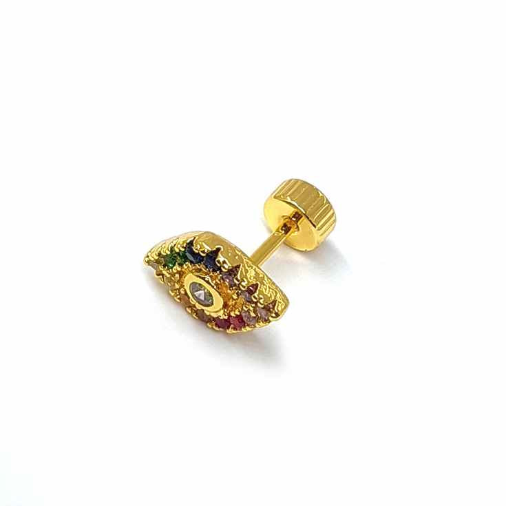 cascabela piercing dorado ojo circonitas colores