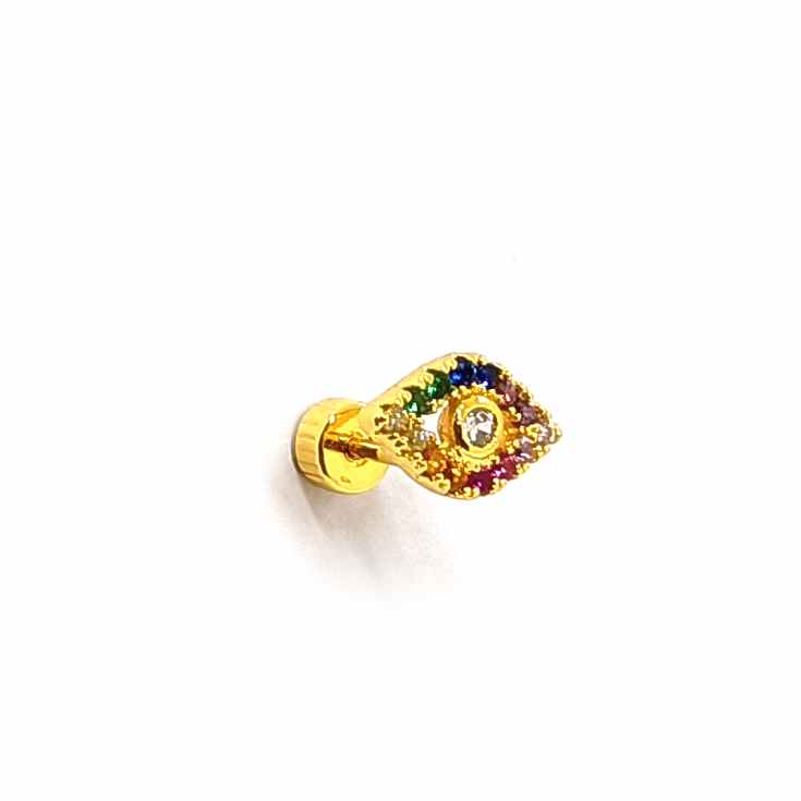 cascabela piercing dorado ojo circonitas colores