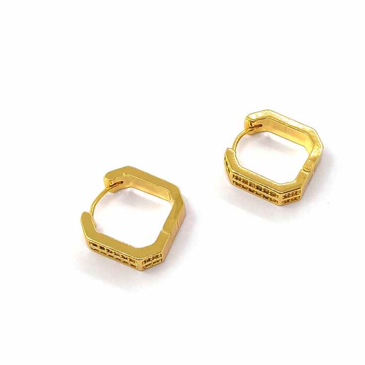 cascabela pendientes dorados aros cuadrados pequeños