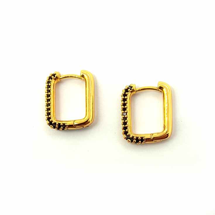 cascabela pendientes dorados aros cuadrados pequeños