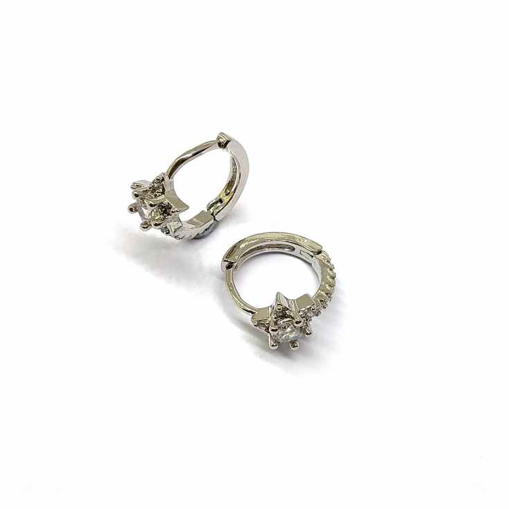 pendientes plateados mini estrella piedras fantasia