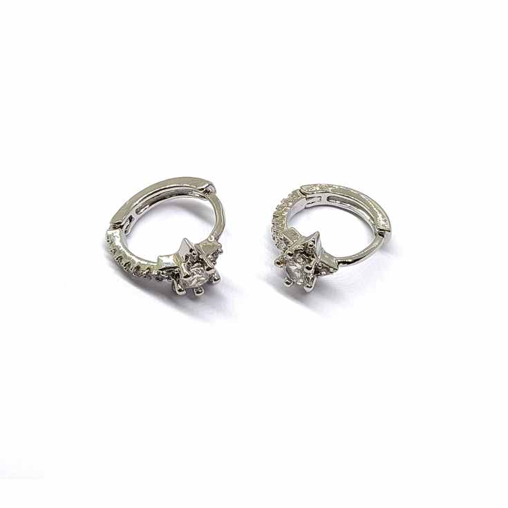 pendientes plateados mini estrella piedras fantasia