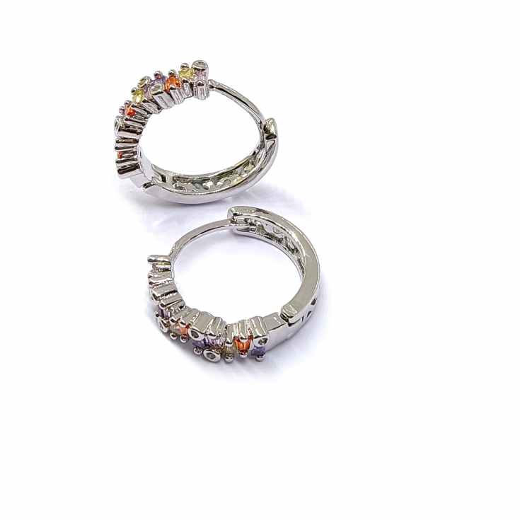 pendientes aros pequeños plateados circonitas colores pendientes aros pequeños plateados circonitas colores