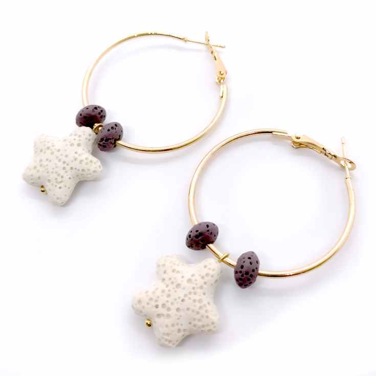 pendientes aro con colgante estrella ceramica