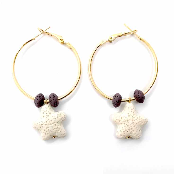 pendientes aro con colgante estrella ceramica