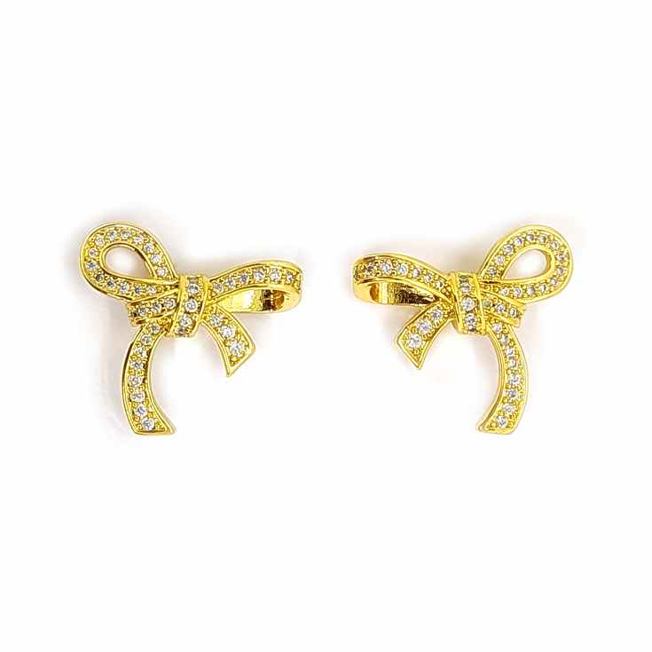 pendientes lazos finos dorados con circonitas pendientes lazos finos dorados con circonitas