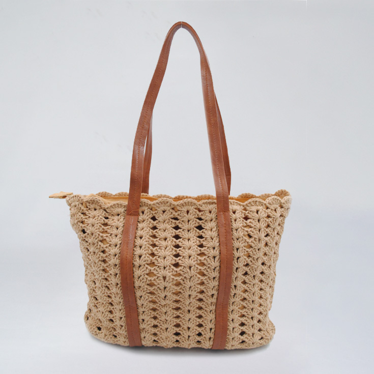 bolso tejido camel de hombro