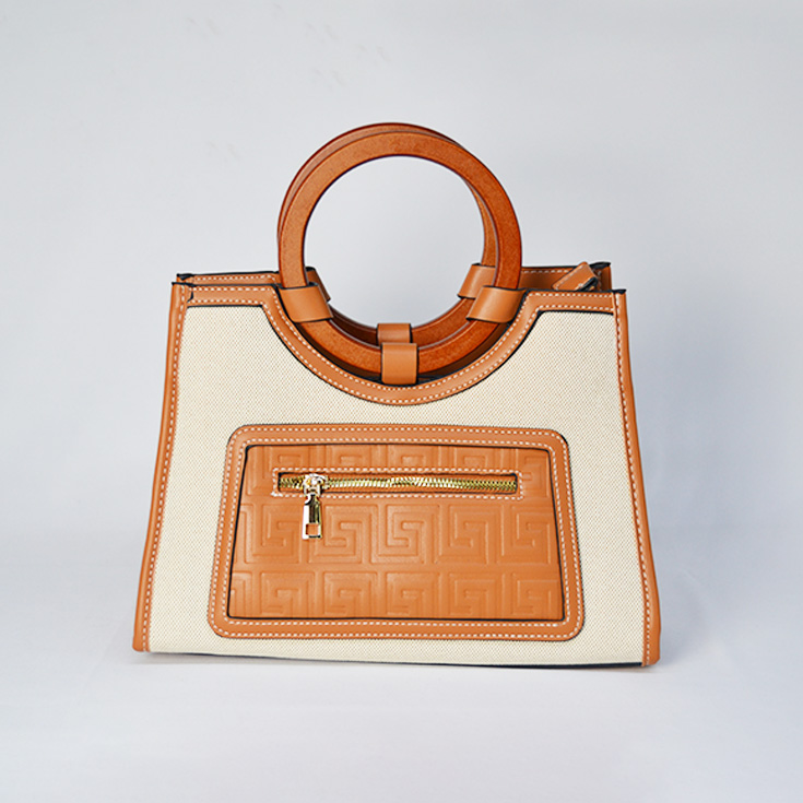 bolso asa de madera marron