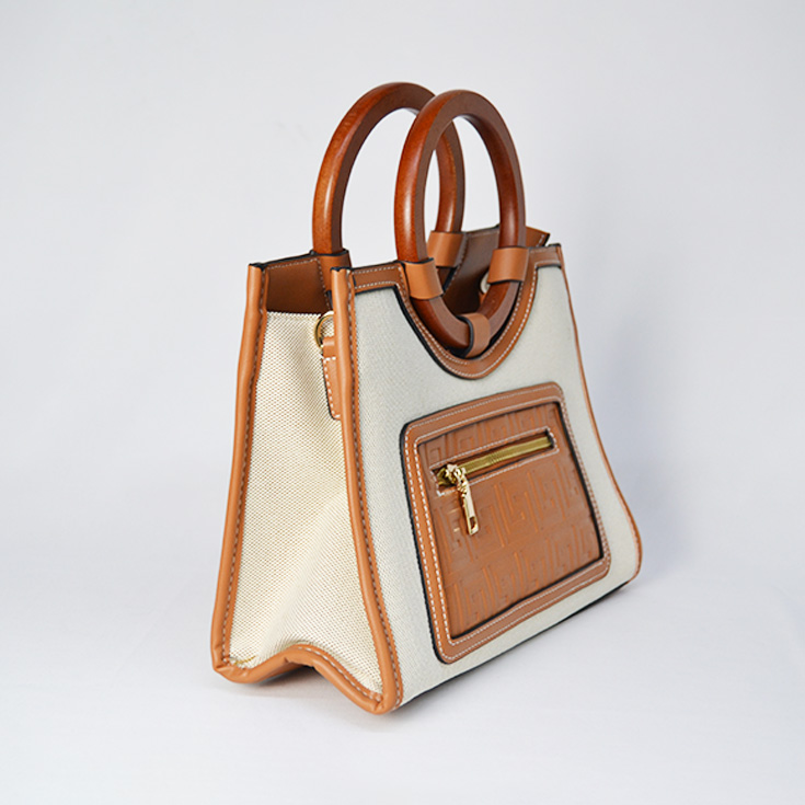 bolso asa de madera marron