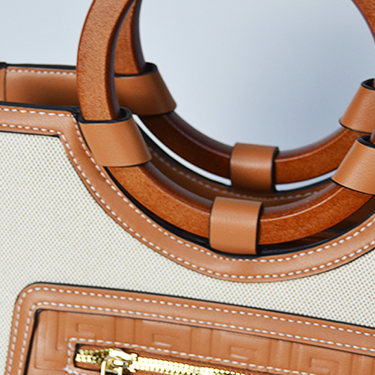 bolso asa de madera marron