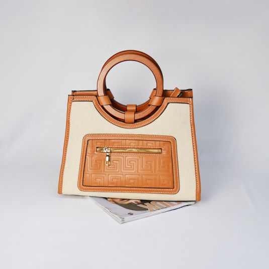 bolso asa de madera marron
