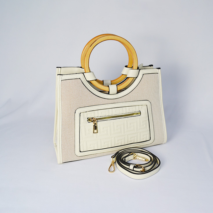 bolso asa de madera beige