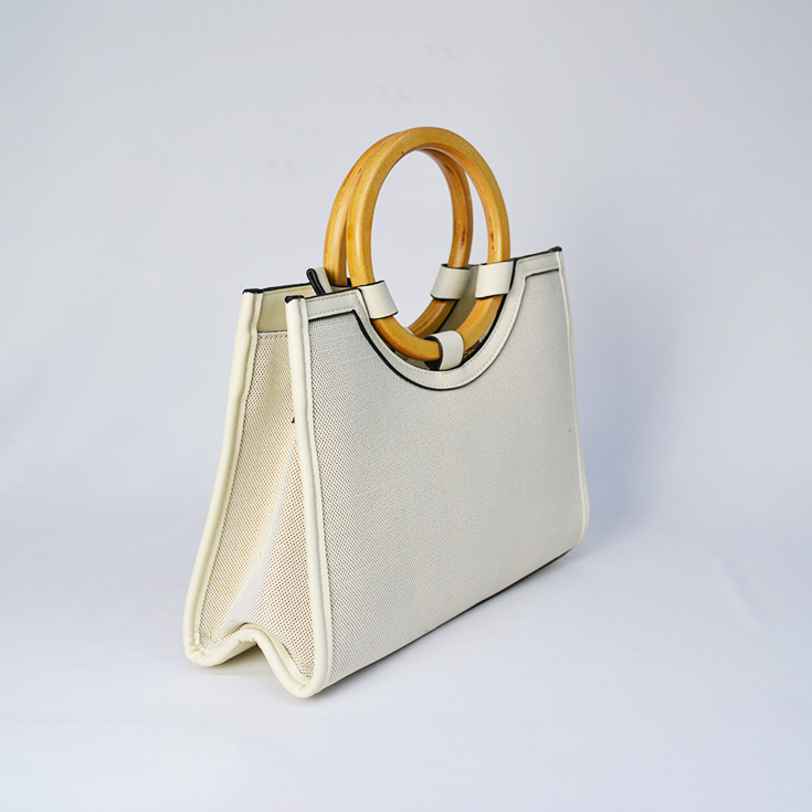 bolso asa de madera beige