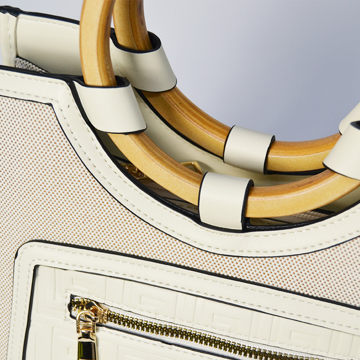 bolso asa de madera beige