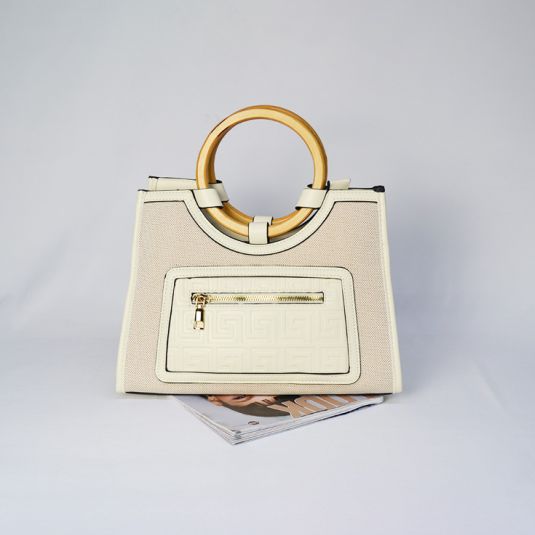 bolso asa de madera beige