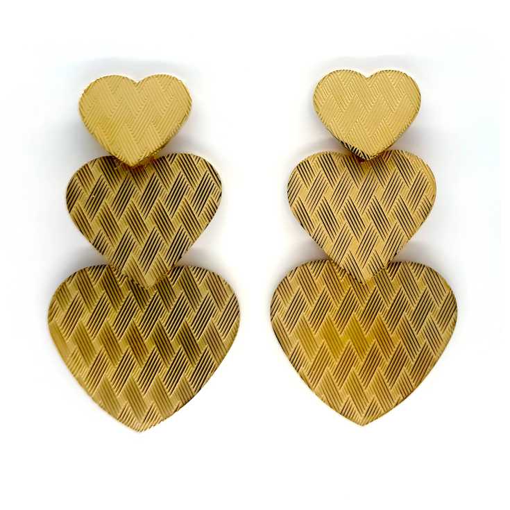 pendientes colgantes de corazones dorados 