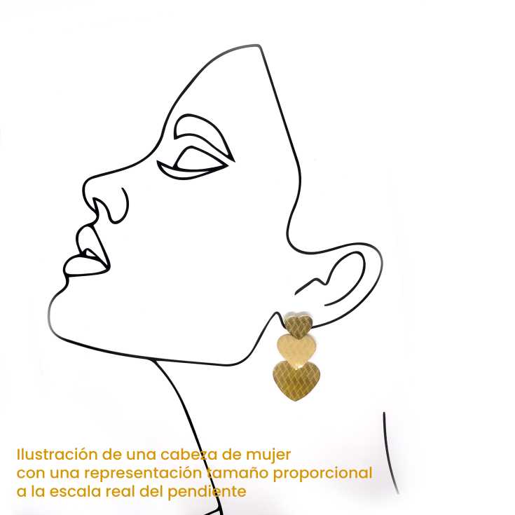 pendientes colgantes de corazones dorados 