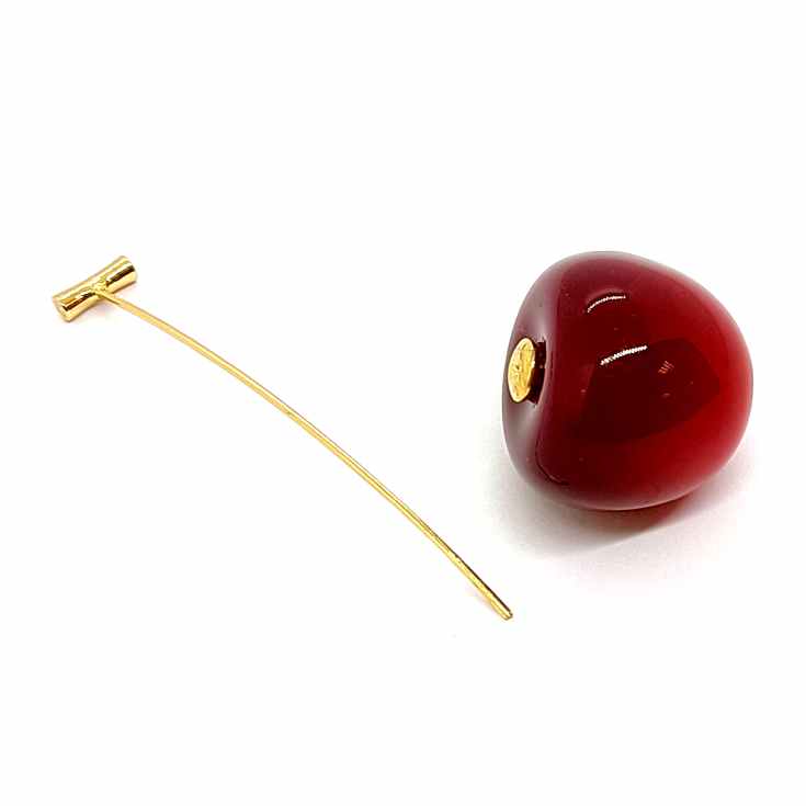 cascabela par pendientes largos cereza roja
