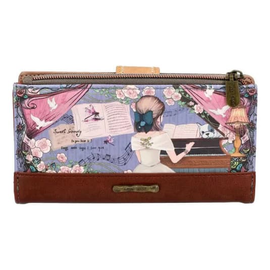 sweet & candy piano girl with puppy cartera billetero