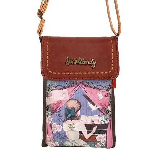 sweet & candy piano girl with puppy bolso porta movil solapa