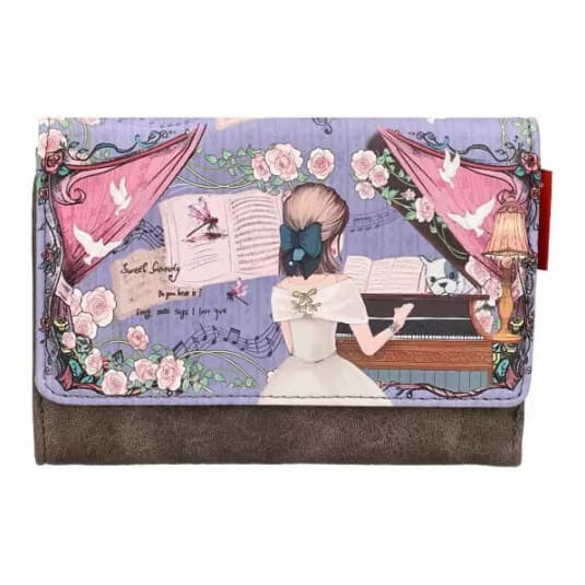 sweet & candy piano girl with puppy cartera solapa