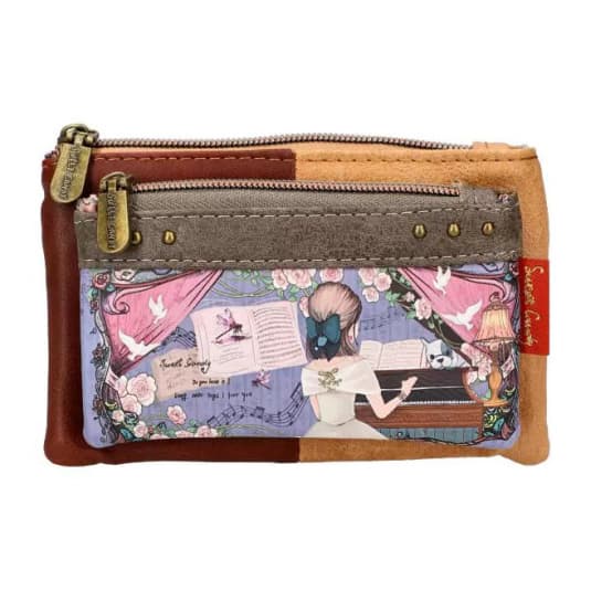 sweet & candy piano girl with puppy cartera monedero mediano