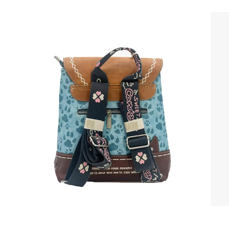 sweet candy mochila huellas azul